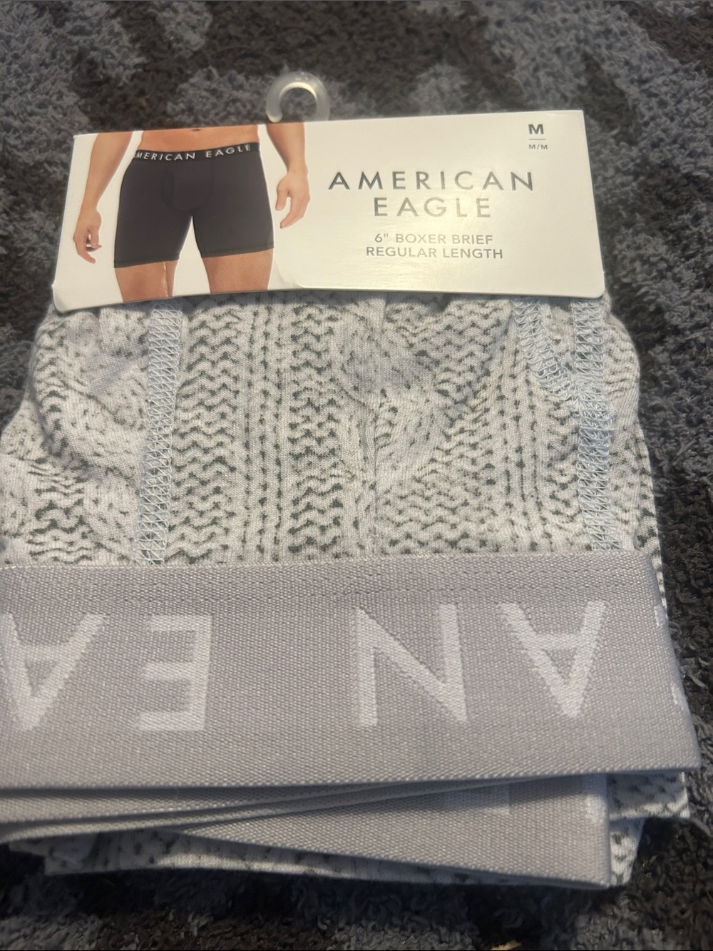 American Eagle Outfitters Light Gray Patterned 6" Boxer Briefs